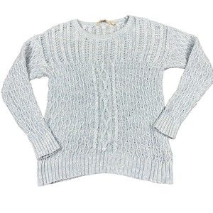 Soft Surroundings Size XS Womens Baby Blue 100% Cotton Cable Knit Sweater